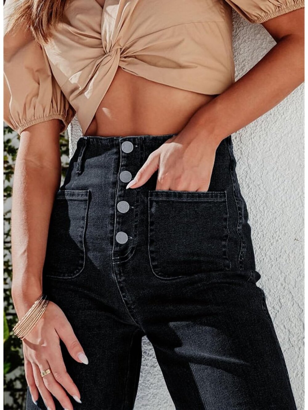 Women's Wide Leg Jeans High Waisted Zimbaplatinum Stretchy Straight Leg Jeans Bu - Picture 3 of 8